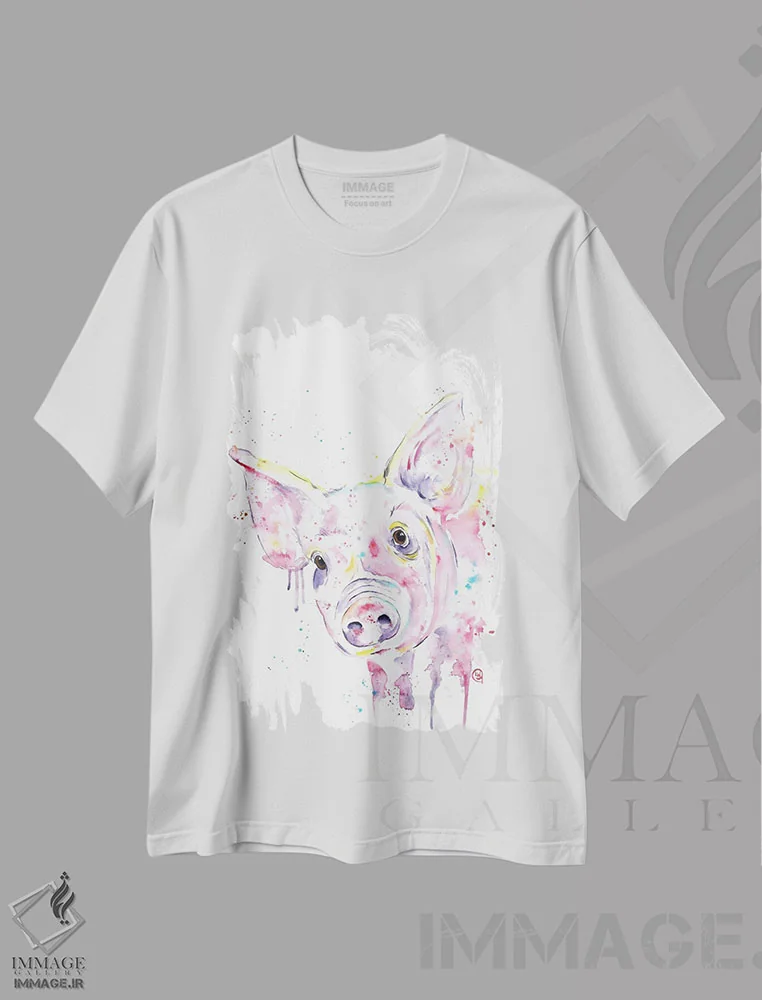 تیشرت سفید طرح دار – تیشرت فانتزی ,این خوک کوچولو اثر لیزا وایت هاوس فروشگاه ایماژ
