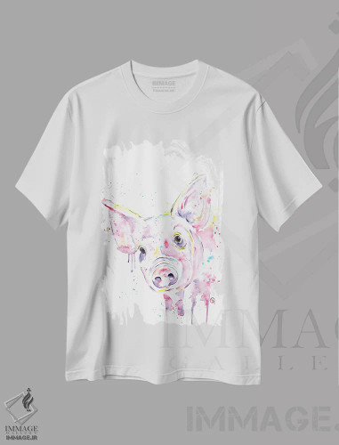 تیشرت سفید طرح دار – تیشرت فانتزی ,این خوک کوچولو اثر لیزا وایت هاوس فروشگاه ایماژ