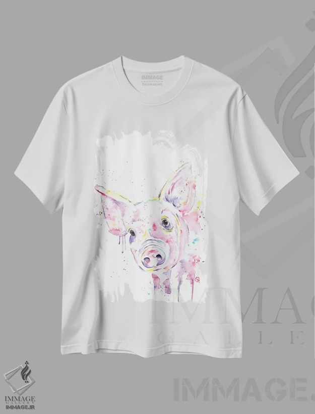تیشرت سفید طرح دار – تیشرت فانتزی ,این خوک کوچولو اثر لیزا وایت هاوس فروشگاه ایماژ