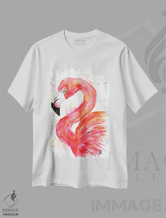 تیشرت سفید طرح دار – تیشرت پرندگان ,به رنگ صورتی فکر کن اثر لیزا وایت هاوس immage.ir