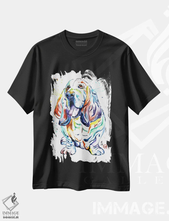تیشرت مشکی طرح دار – تیشرت حیوانات ,باست هاند بیلی اثر لیزا وایت هاوس فروشگاه ایماژ