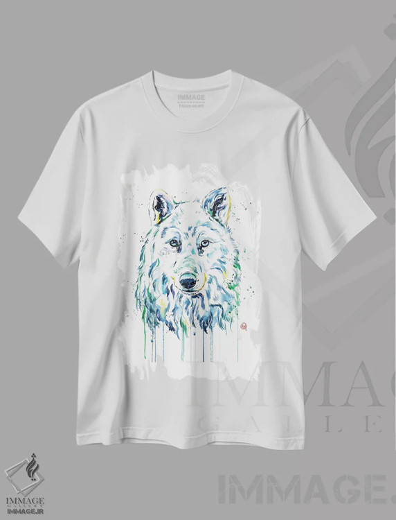 تیشرت سفید طرح دار – تیشرت حیوانات ,گرگ اثر لیزا وایت هاوس فروشگاه ایماژ