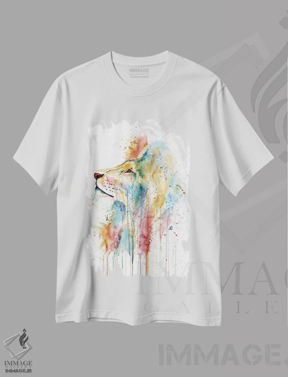 تیشرت سفید طرح دار – تیشرت حیوانات ,اصلان شیر اثر لیزا وایت هاوس immage.ir