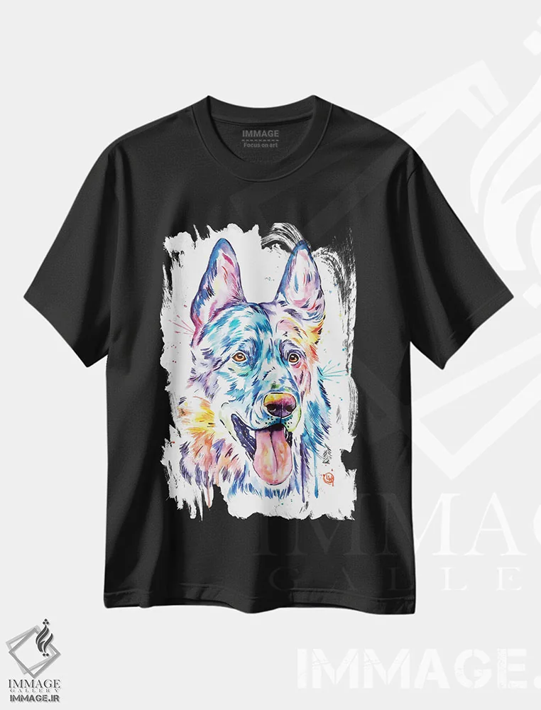 تیشرت مشکی طرح دار – تیشرت حیوانات ,ژرمن شپرد سیاه اثر لیزا وایت هاوس immage.ir