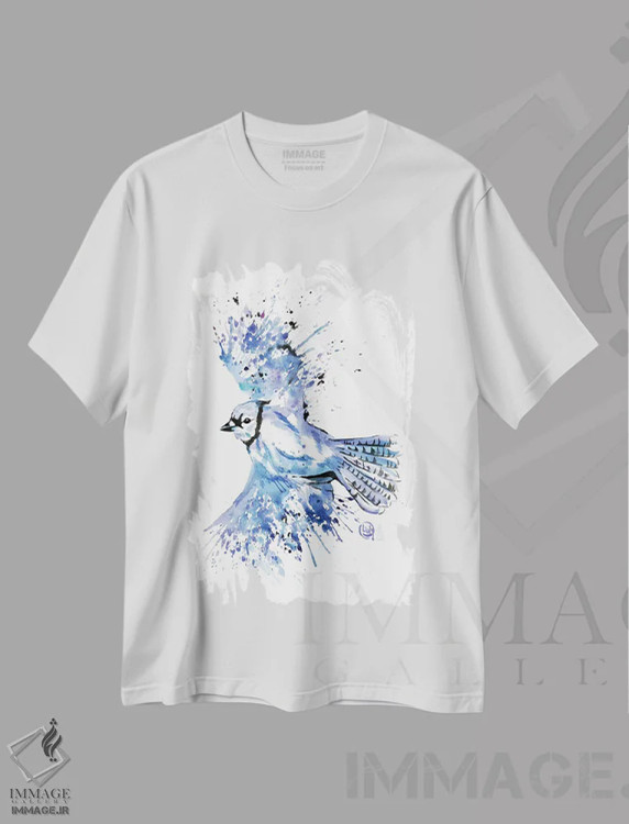تیشرت سفید طرح دار – تیشرت طبیعت ,آبی زیبا اثر لیزا وایت هاوس immage.ir