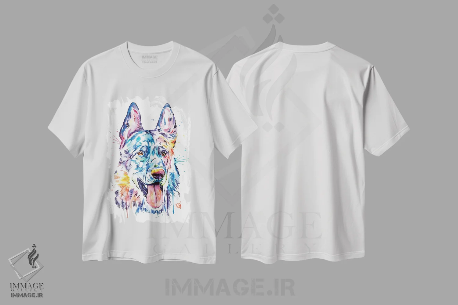 تیشرت سفید طرح دار – تیشرت حیوانات ,ژرمن شپرد سیاه اثر لیزا وایت هاوس فروشگاه ایماژ