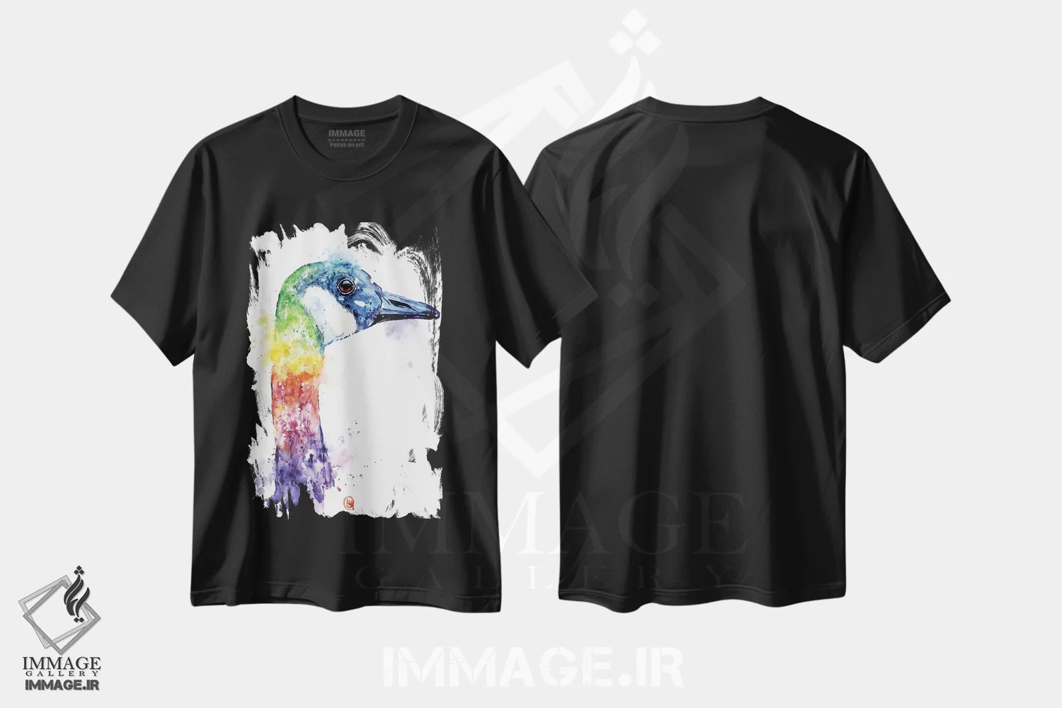 تیشرت مشکی طرح دار – تیشرت طبیعت ,غاز رنگارنگ کانادایی اثر لیزا وایت هاوس immage.ir