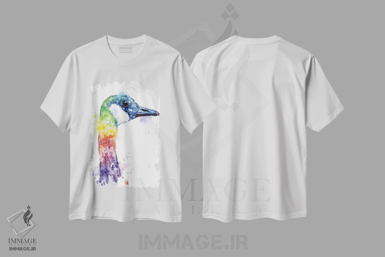 تیشرت سفید طرح دار – تیشرت طبیعت ,غاز رنگارنگ کانادایی اثر لیزا وایت هاوس فروشگاه ایماژ