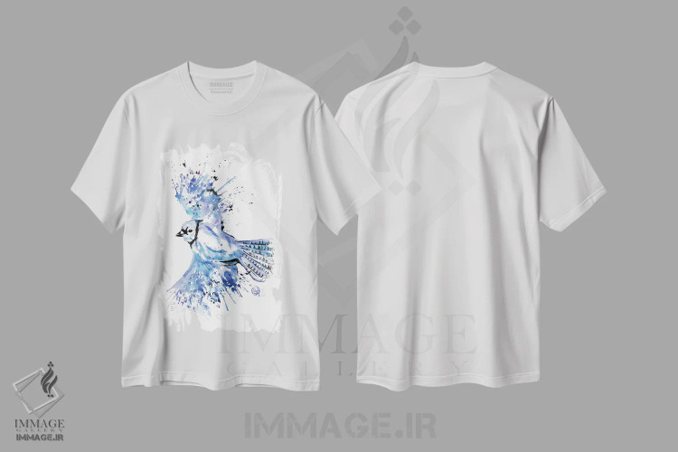 تیشرت سفید طرح دار – تیشرت طبیعت ,آبی زیبا اثر لیزا وایت هاوس immage.ir