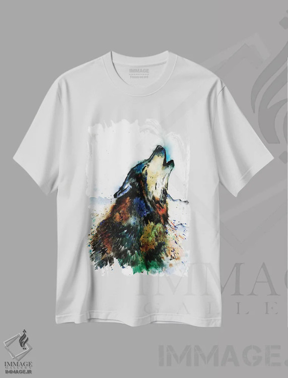 تیشرت سفید طرح دار – تیشرت حیوانات ,گرگ زوزه کش اثر لیزا وایت هاوس فروشگاه ایماژ