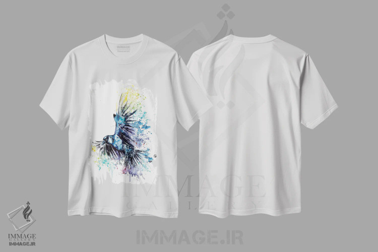 تیشرت سفید طرح دار – تیشرت هنری ,کلاغ سیاه اثر لیزا وایت هاوس فروشگاه ایماژ