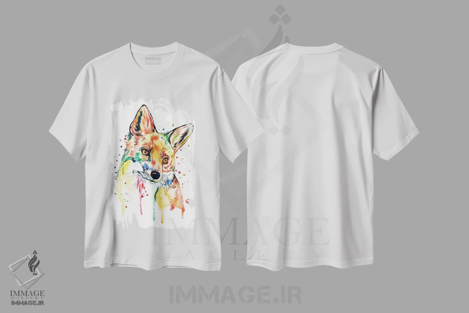 تیشرت سفید طرح دار – تیشرت طبیعت ,روباه خیال انگیز اثر لیزا وایت هاوس فروشگاه ایماژ
