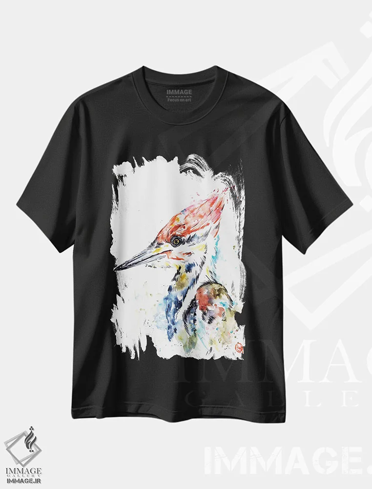 تیشرت مشکی طرح دار – تیشرت هنری ,دارکوب اثر لیزا وایت هاوس immage.ir