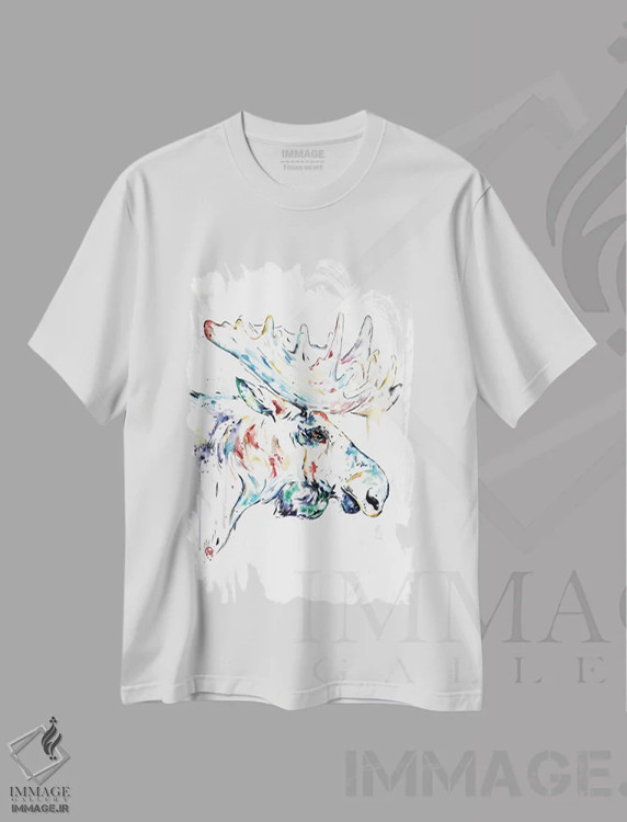تیشرت سفید طرح دار – تیشرت طبیعت ,گوزن شمالی اثر لیزا وایت هاوس فروشگاه ایماژ