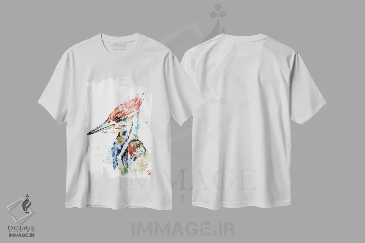 تیشرت سفید طرح دار – تیشرت هنری ,دارکوب اثر لیزا وایت هاوس فروشگاه ایماژ