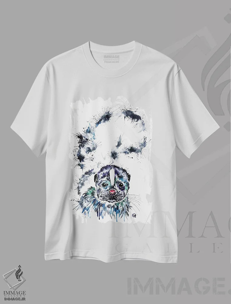 تیشرت سفید طرح دار – تیشرت فانتزی ,توله اسکنک اثر لیزا وایت هاوس immage.ir
