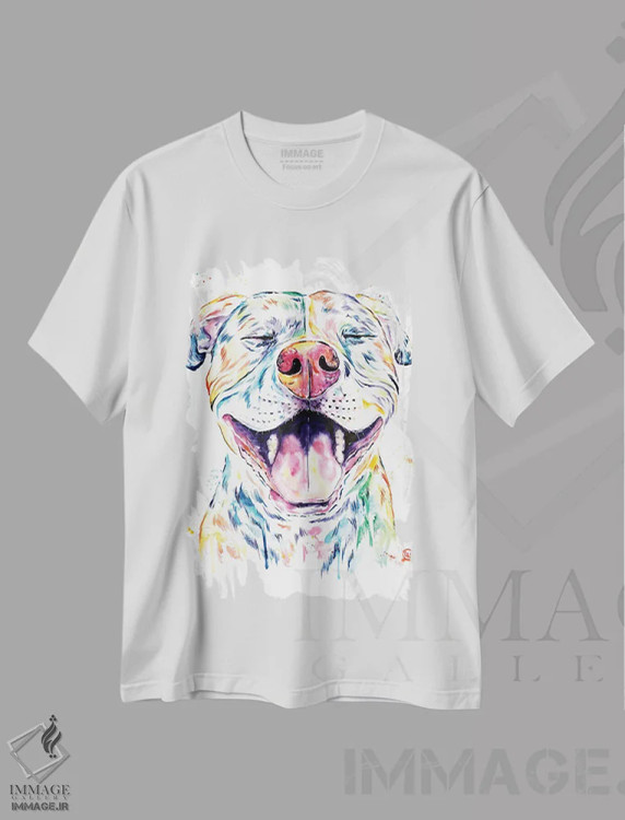 تیشرت سفید طرح دار – تیشرت اسپرت ,تنگو پیت بول اثر لیزا وایت هاوس فروشگاه ایماژ