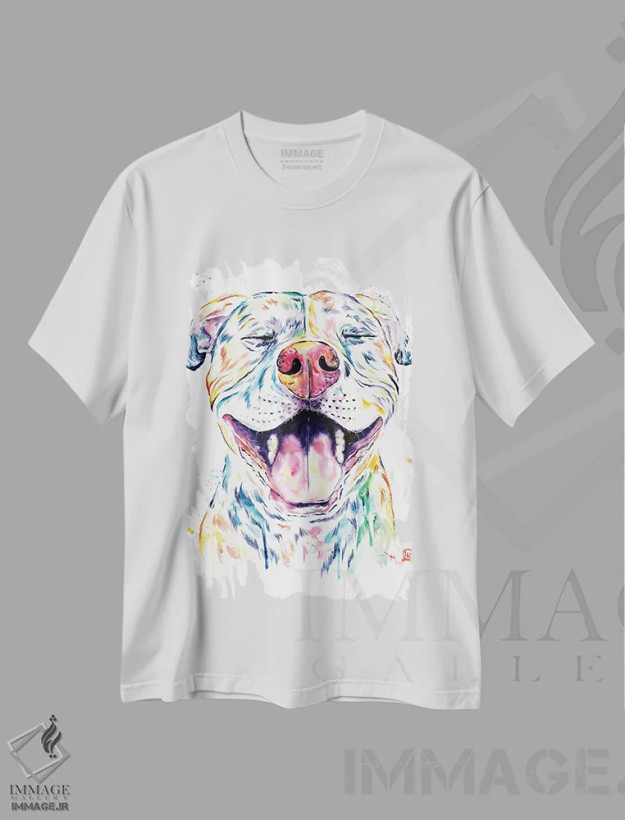 تیشرت سفید طرح دار – تیشرت اسپرت ,تنگو پیت بول اثر لیزا وایت هاوس فروشگاه ایماژ