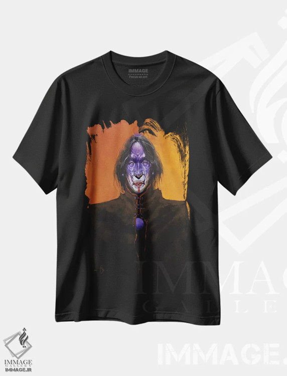تیشرت مشکی طرح دار – تیشرت هنری ,شامان گرگ ومیش اثر لاورنس لی فروشگاه ایماژ