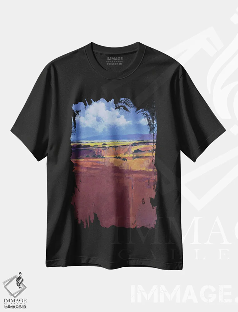 تیشرت مشکی طرح دار – تیشرت انتزاعی ,عصر سونورا اثر لاورنس لی فروشگاه ایماژ