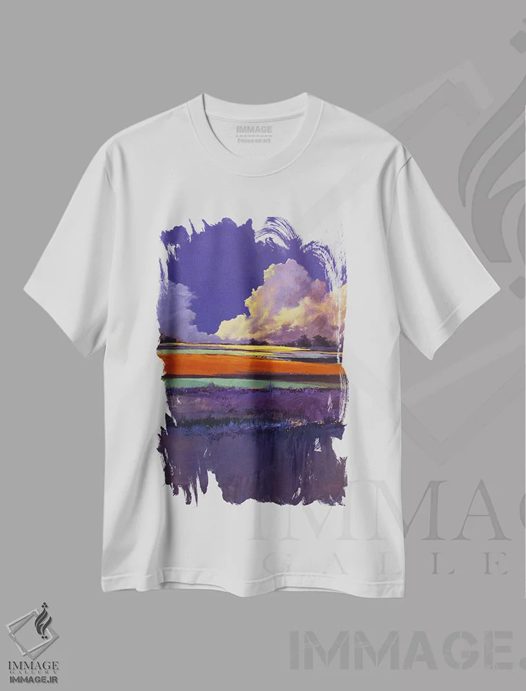 تیشرت سفید طرح دار – تیشرت انتزاعی ,رنگ های دگرگون اثر لاورنس لی فروشگاه ایماژ