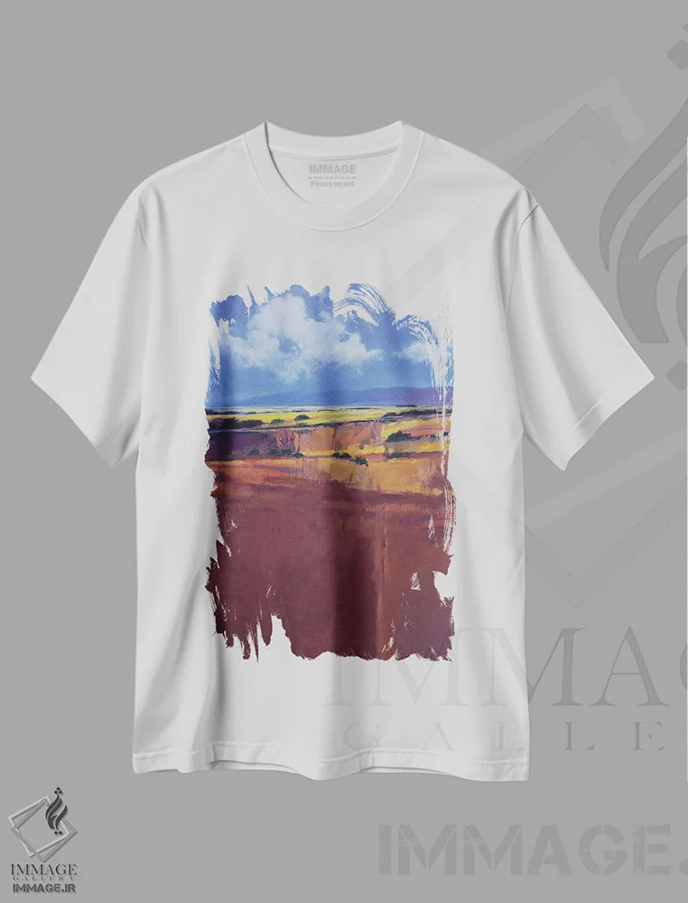 تیشرت سفید طرح دار – تیشرت انتزاعی ,عصر سونورا اثر لاورنس لی immage.ir