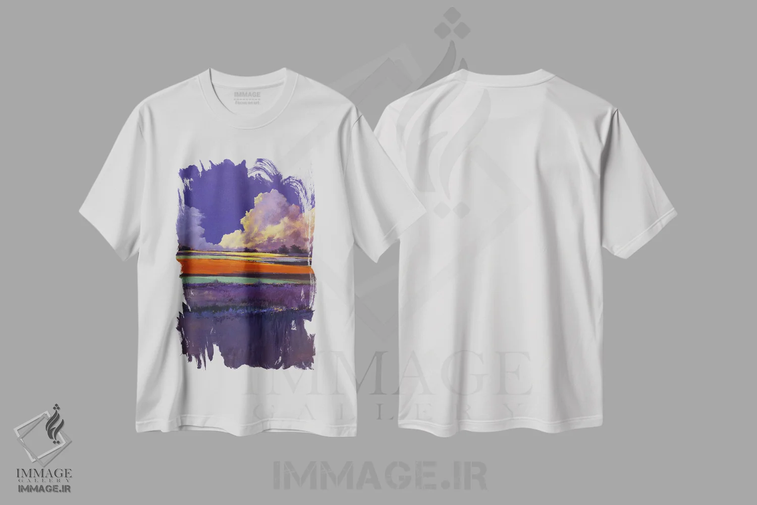 تیشرت سفید طرح دار – تیشرت انتزاعی ,رنگ های دگرگون اثر لاورنس لی فروشگاه ایماژ