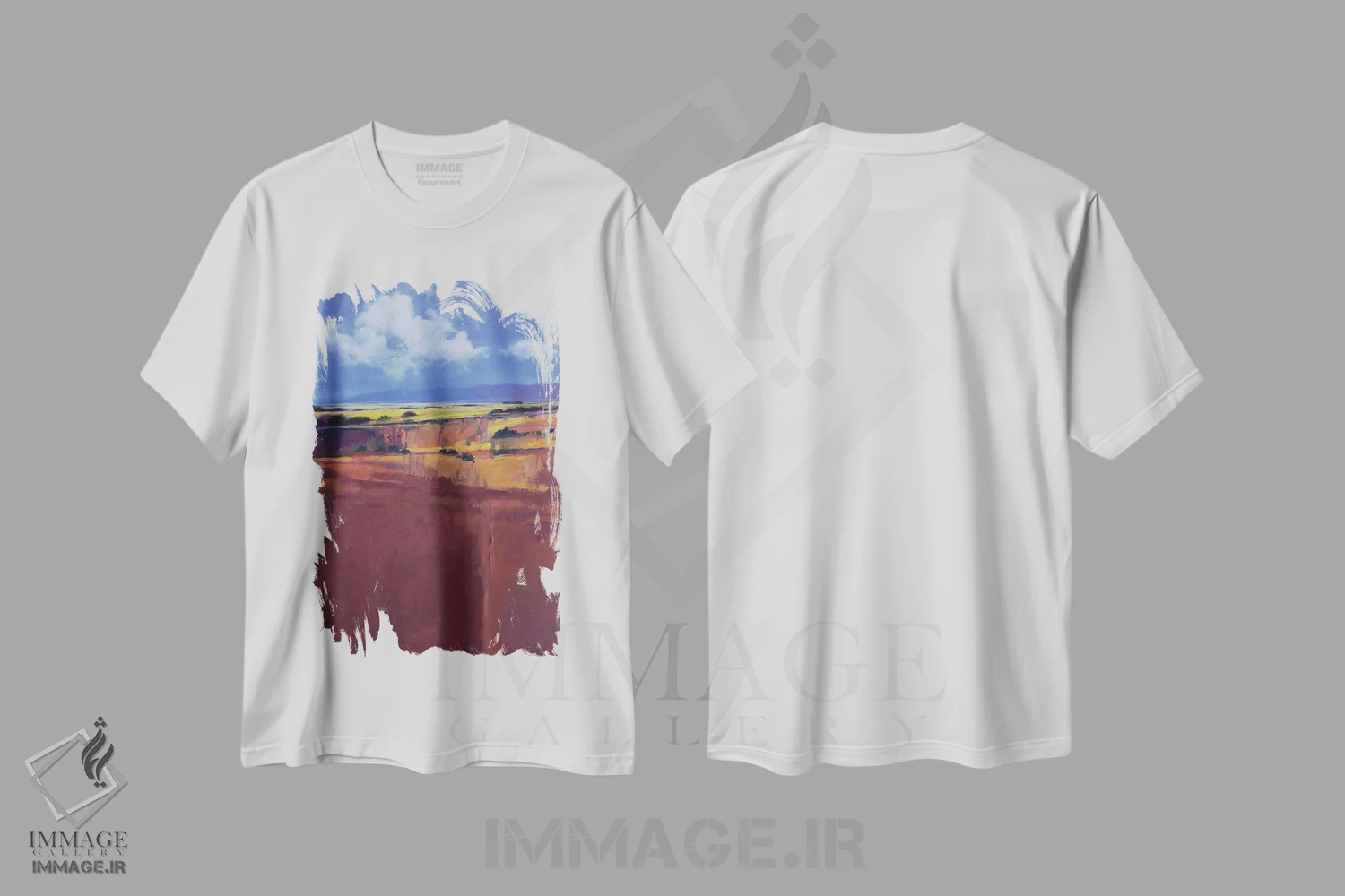 تیشرت سفید طرح دار – تیشرت انتزاعی ,عصر سونورا اثر لاورنس لی immage.ir