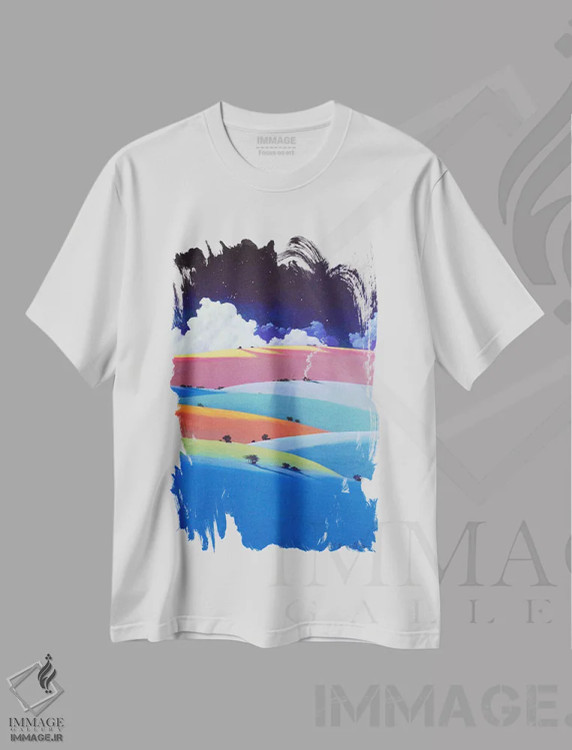 تیشرت سفید طرح دار – تیشرت هنری ,خانه عجایب اثر لاورنس لی immage.ir