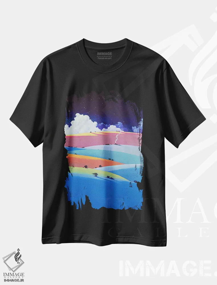 تیشرت مشکی طرح دار – تیشرت هنری ,خانه عجایب اثر لاورنس لی فروشگاه ایماژ