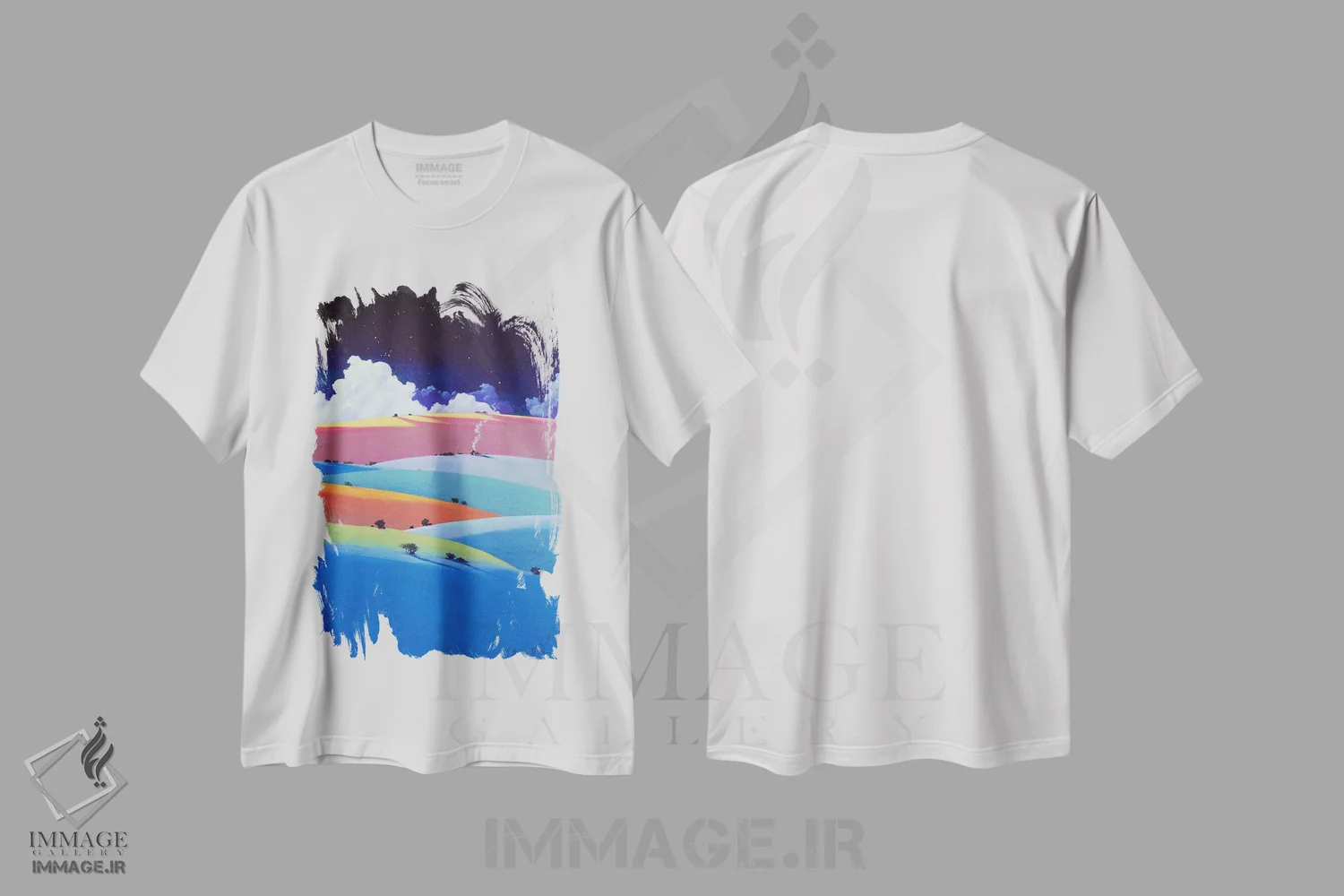 تیشرت سفید طرح دار – تیشرت هنری ,خانه عجایب اثر لاورنس لی immage.ir