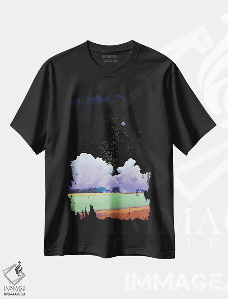 تیشرت مشکی طرح دار – تیشرت آسمان شب ,بارش ستاره ها اثر لاورنس لی immage.ir