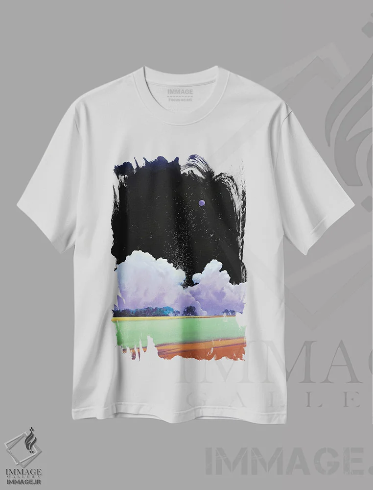 تیشرت سفید طرح دار – تیشرت آسمان شب ,بارش ستاره ها اثر لاورنس لی فروشگاه ایماژ
