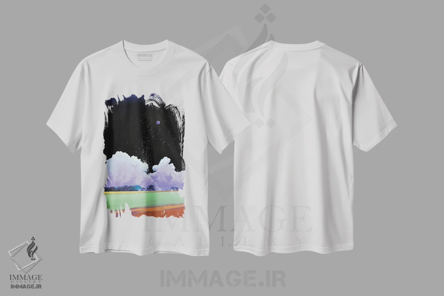 تیشرت سفید طرح دار – تیشرت آسمان شب ,بارش ستاره ها اثر لاورنس لی فروشگاه ایماژ