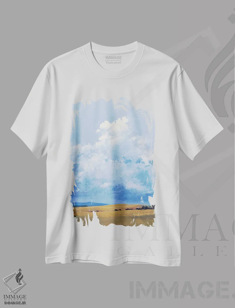 تیشرت سفید طرح دار – تیشرت طبیعت ,چراگاه جدید اثر لاورنس لی فروشگاه ایماژ