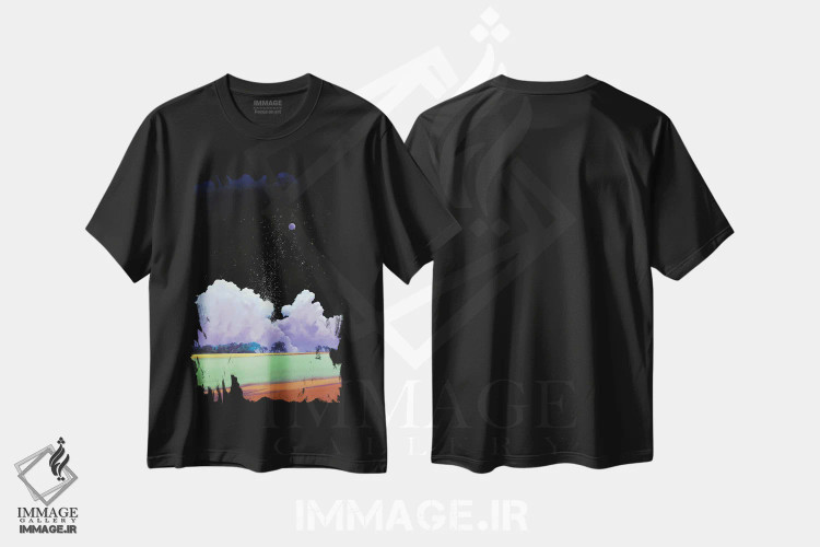 تیشرت مشکی طرح دار – تیشرت آسمان شب ,بارش ستاره ها اثر لاورنس لی immage.ir