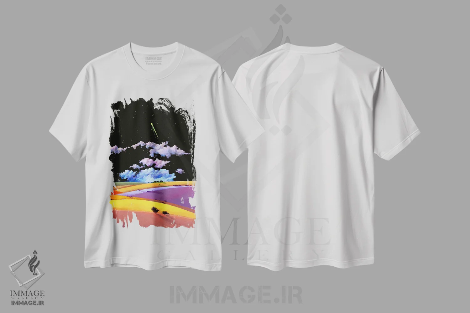 تیشرت سفید طرح دار – تیشرت هنری ,هملت و پیام آور اثر لاورنس لی immage.ir