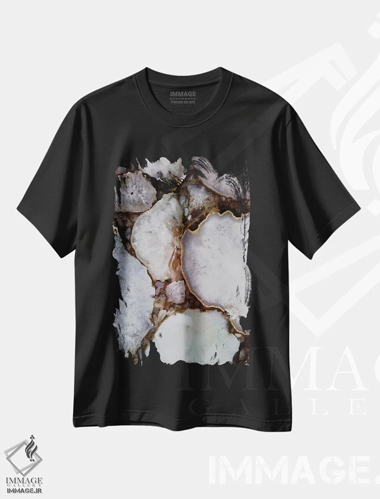 تیشرت مشکی طرح دار – تیشرت انتزاعی ,سنگ های ابدیت اثر شلند لوئیس immage.ir