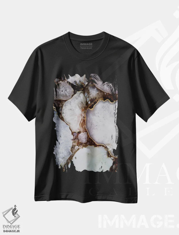 تیشرت مشکی طرح دار – تیشرت انتزاعی ,سنگ های ابدیت اثر شلند لوئیس immage.ir