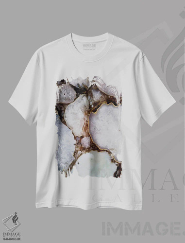 تیشرت سفید طرح دار – تیشرت انتزاعی ,سنگ های ابدیت اثر شلند لوئیس فروشگاه ایماژ