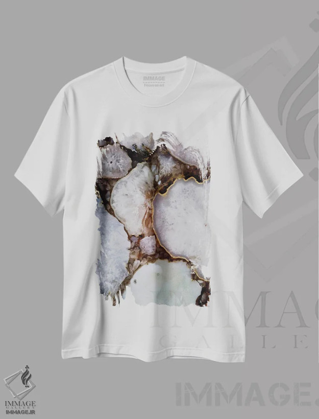 تیشرت سفید طرح دار – تیشرت انتزاعی ,سنگ های ابدیت اثر شلند لوئیس فروشگاه ایماژ