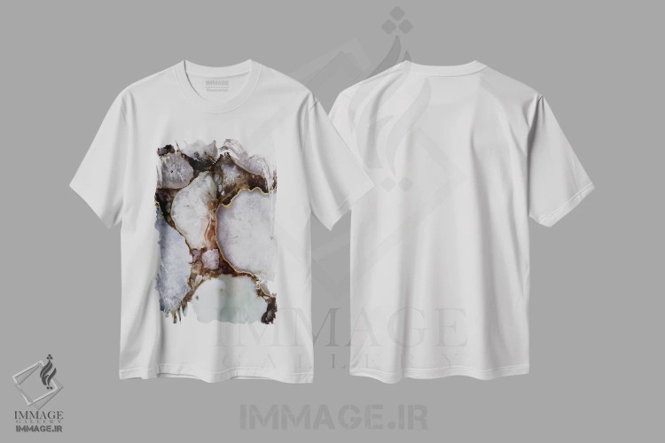 تیشرت سفید طرح دار – تیشرت انتزاعی ,سنگ های ابدیت اثر شلند لوئیس فروشگاه ایماژ