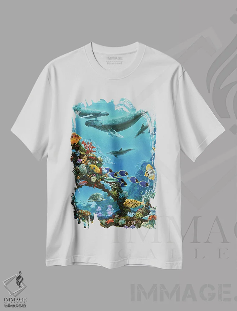 تیشرت سفید طرح دار – تیشرت طبیعت ,زیبایی و صخره دریایی اثر چارلز لین براگ immage.ir