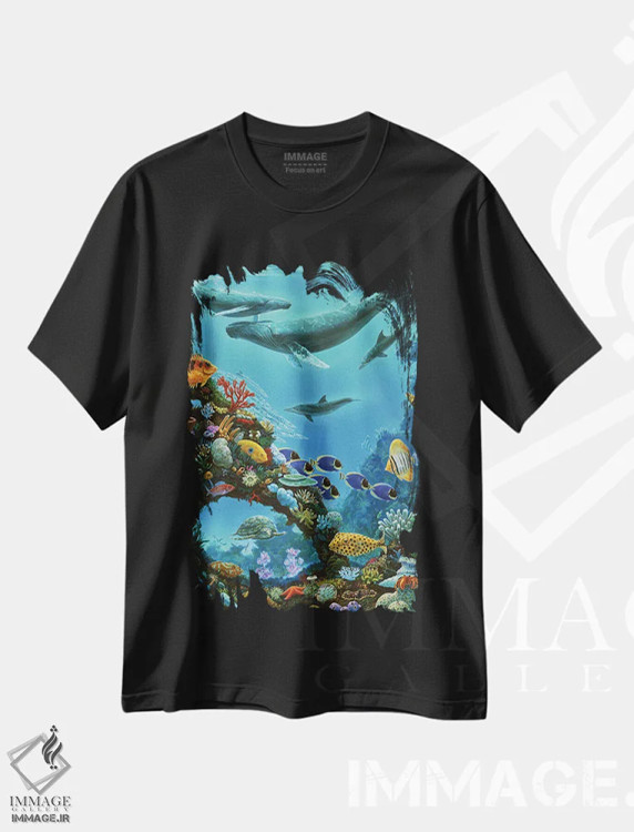 تیشرت مشکی طرح دار – تیشرت طبیعت ,زیبایی و صخره دریایی اثر چارلز لین براگ فروشگاه ایماژ