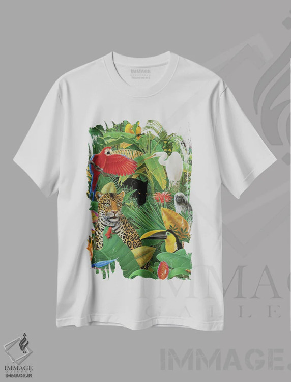 تیشرت سفید طرح دار – تیشرت طبیعت ,داستان جنگل اثر چارلز لین براگ فروشگاه ایماژ