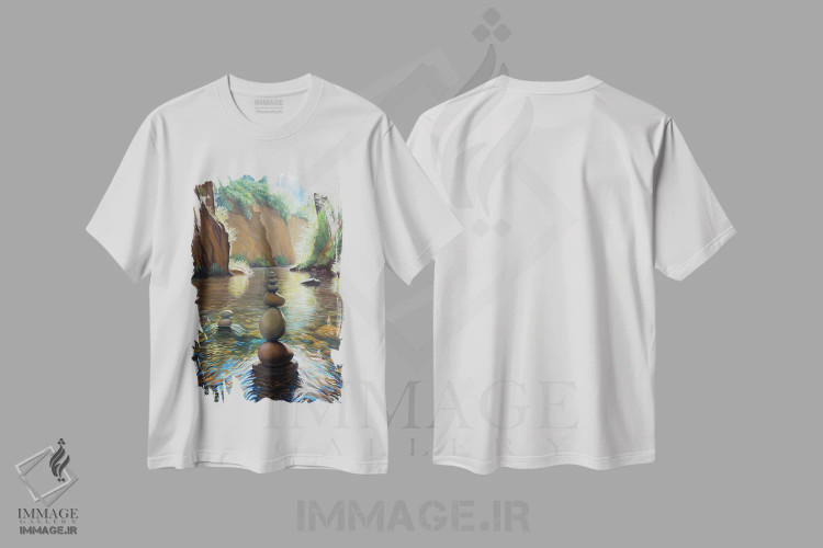 تیشرت سفید طرح دار – تیشرت طبیعت ,نهر عقاب اثر چارلز لین براگ immage.ir