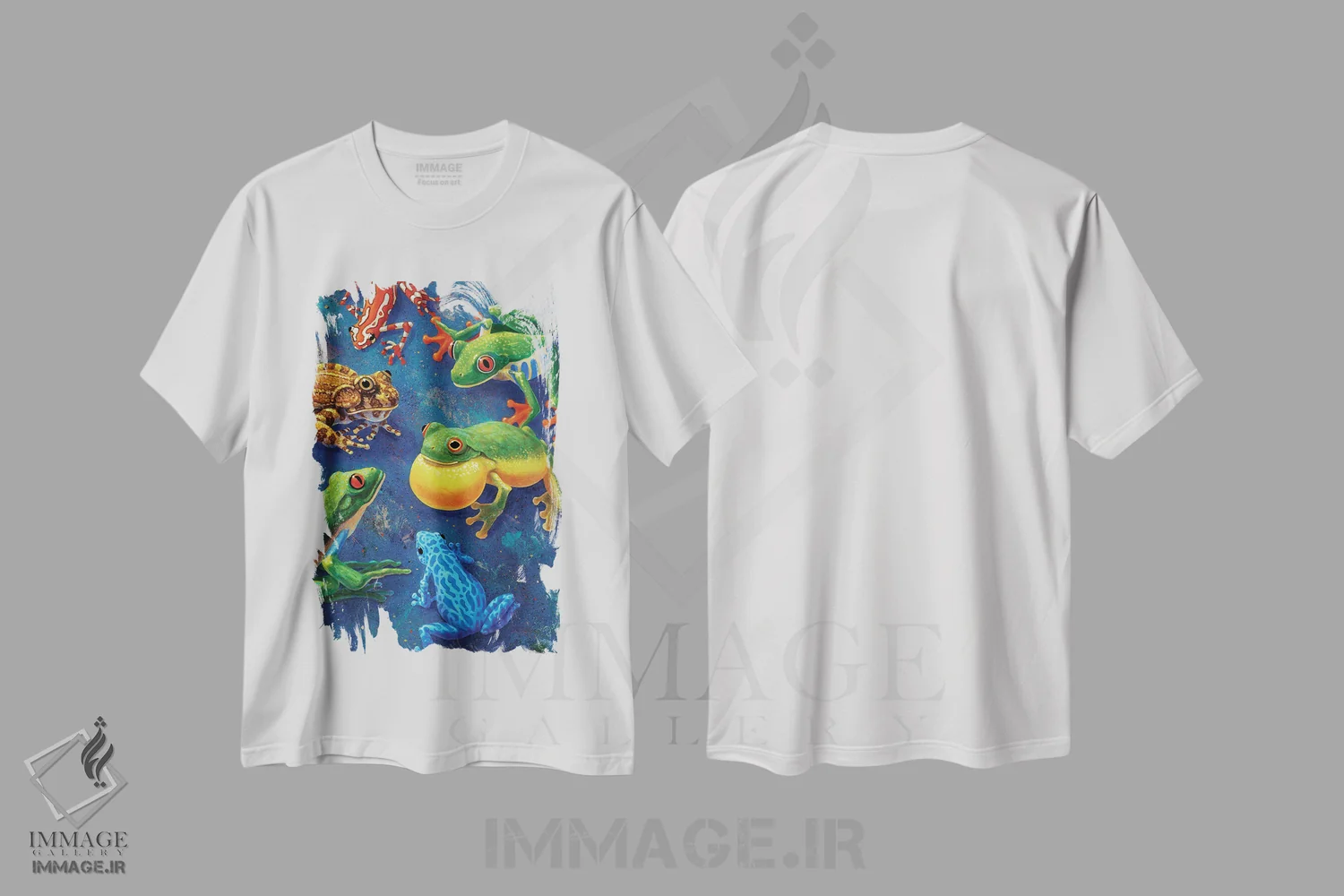 تیشرت سفید طرح دار – تیشرت حیوانات ,شش قورباغه اثر چارلز لین براگ فروشگاه ایماژ
