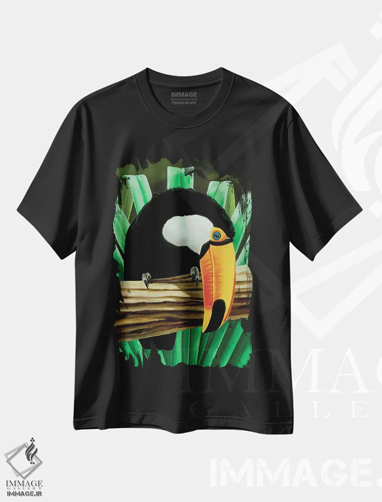 تیشرت مشکی طرح دار – تیشرت حیوانات ,دیده بان توکان اثر چارلز لین براگ immage.ir