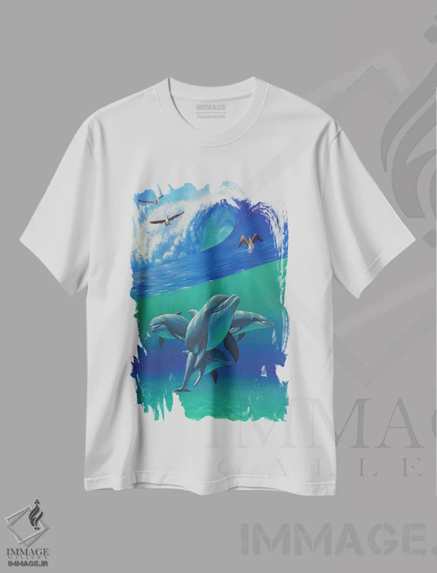 تیشرت سفید طرح دار – تیشرت طبیعت ,زیر امواج اثر چارلز لین براگ فروشگاه ایماژ
