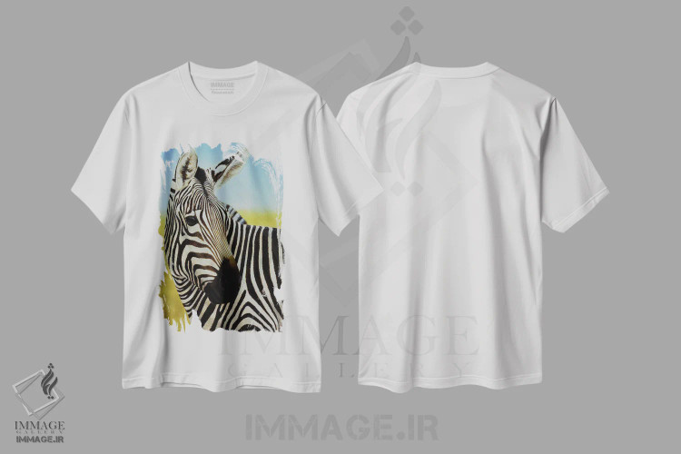 تیشرت سفید طرح دار – تیشرت گرافیکی ,پرتره گورخر اثر چارلز لین براگ فروشگاه ایماژ